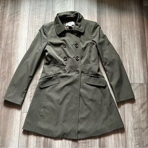 Ann Taylor Olive Green Double Breasted Trench Coat Women’s XS